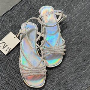Zara Iridescent Strappy Sandals